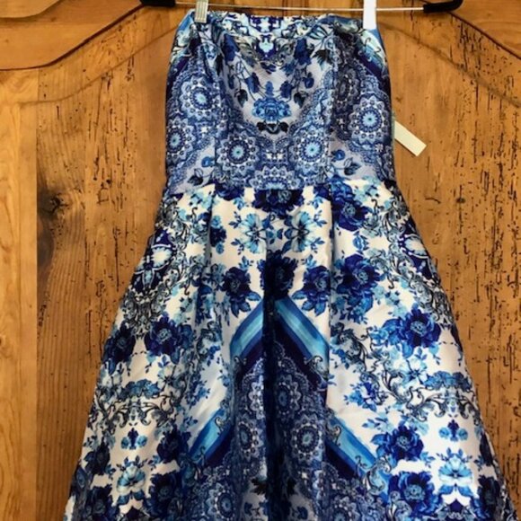 NWT Speechless Prom Formal Chinoiserie Blue White Floral Dress Sz 7 Homecoming - Picture 9 of 16